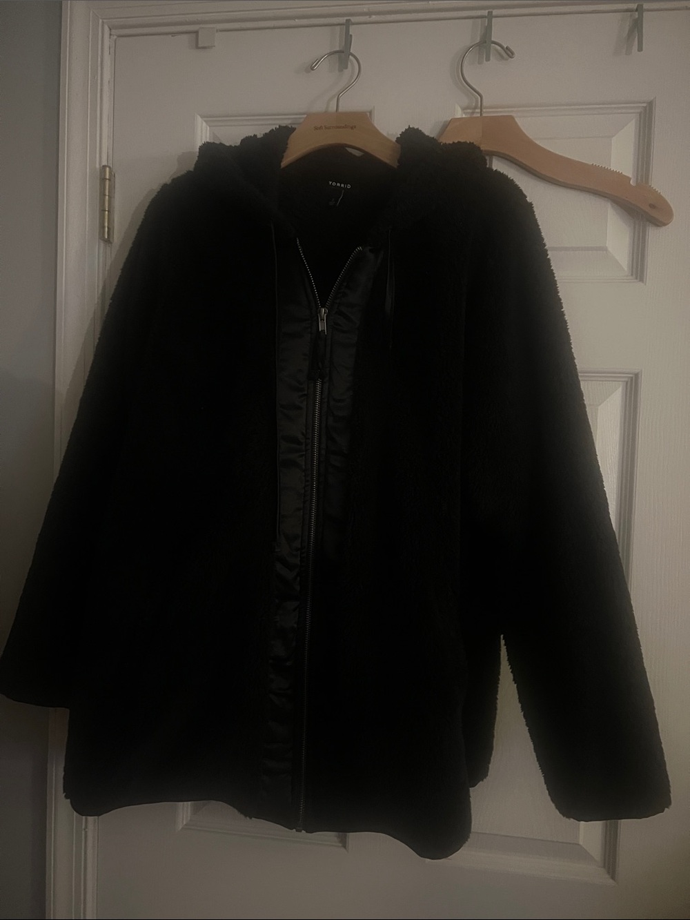 torrid Black Plush Hooded Zip-Up Teddy Jacket